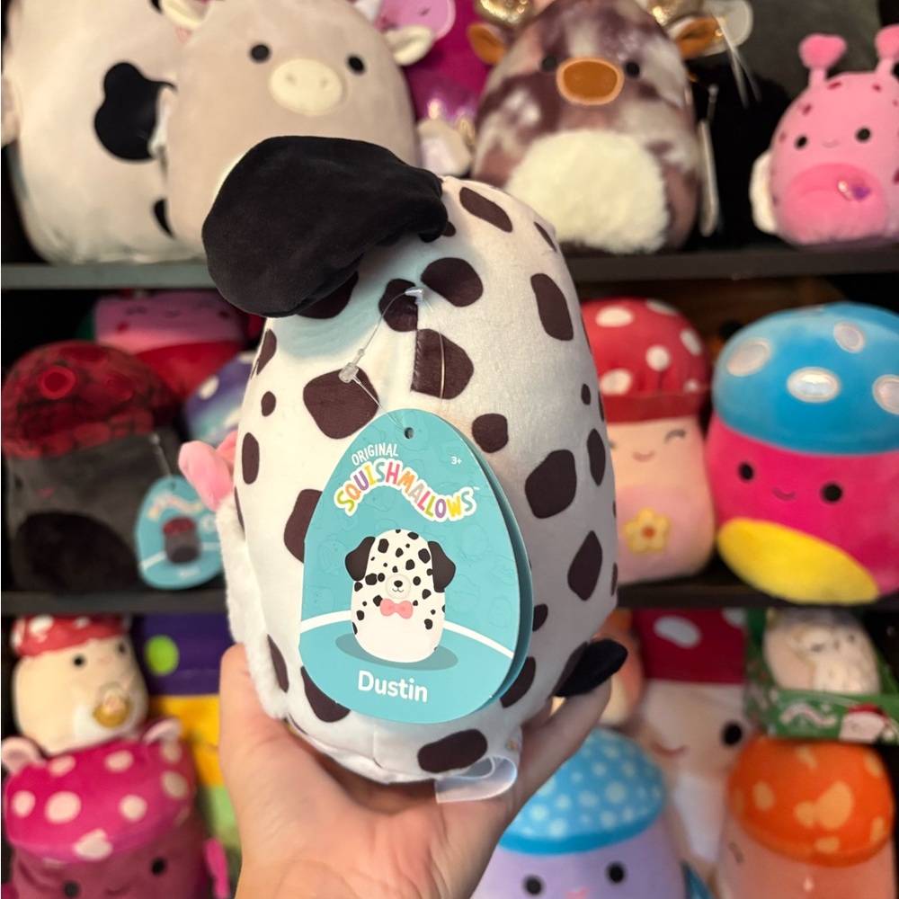 Dustin the dalmation dog squishmallow with pink bow tie 8in NWT - Picture 4 of 5